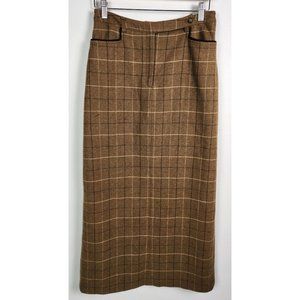 Vtg. Harold's Women's Sz. S Brown & Tan Wool Maxi Pencil Skirt